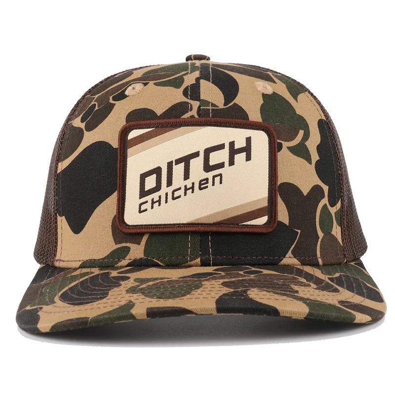 Anpassad anka Brown Camo Snapback Mesh Patch Logo 6 Panel Richardson 112 Trucker Cap Hat