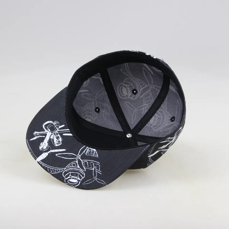 Partihandel Fashion Flat Brim Allover Sublimation Tryckt 5 panel anpassade snapback -mössor och hattar