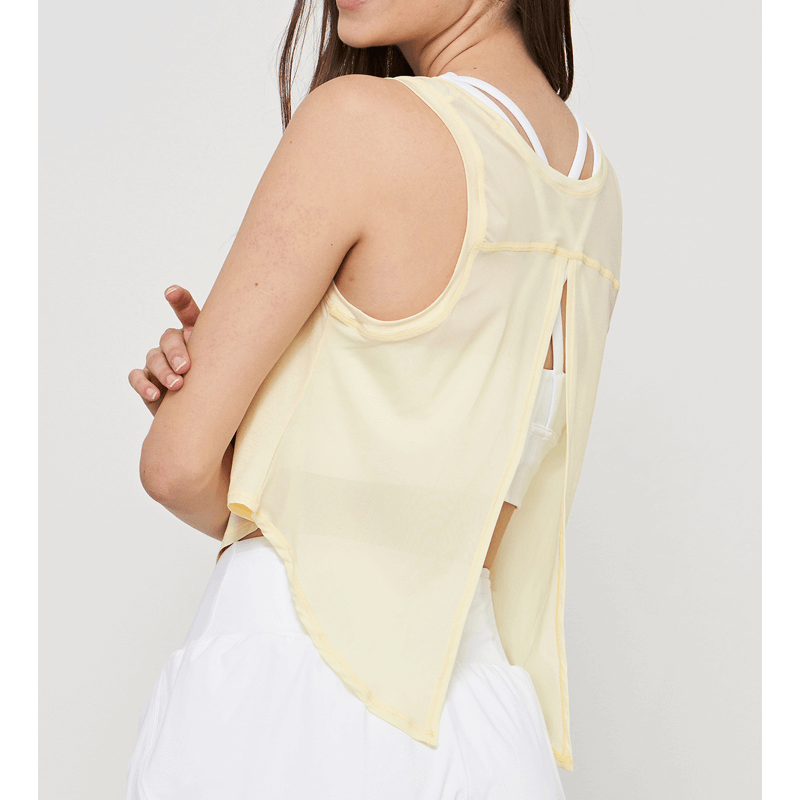 Split Fine Net O Neck Yoga Vest