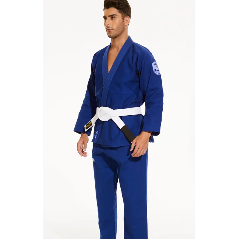 2023 Tillverkare Kampanjer Högkvalitativt hållbart andningsbart tyg BJJ Kimono, Pakistan BJJ GI i Bright Blue