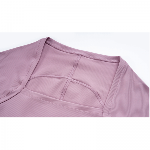 Rib tight bred halsringning yoga skjortor