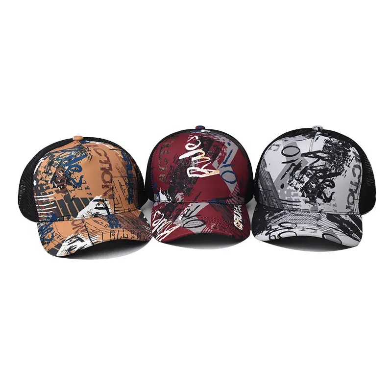 Billig solvisor snapback hip hop mesh hattar anpassad gradient trucker cap