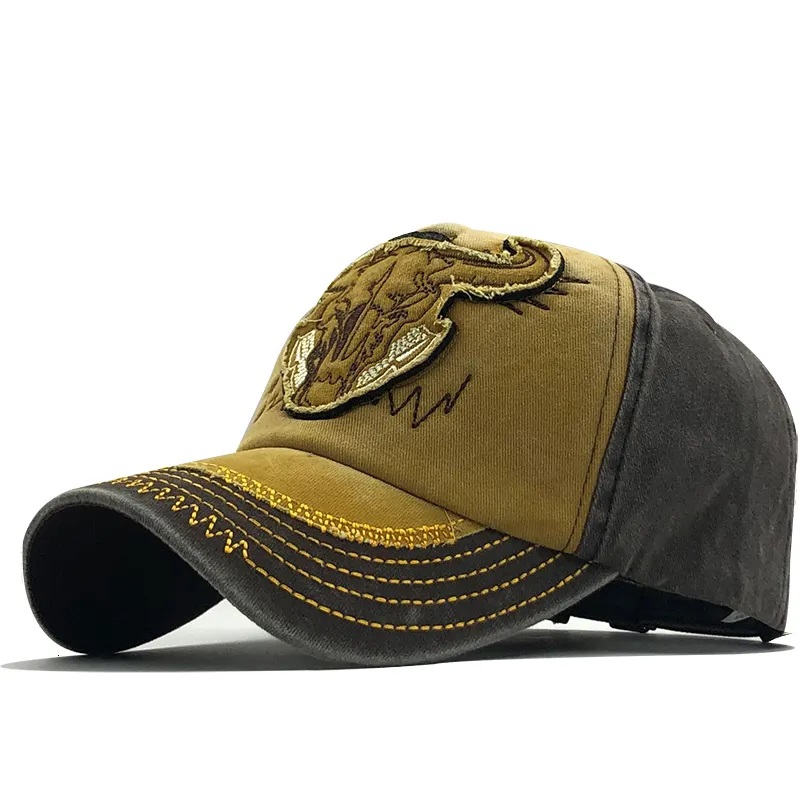 Klassiska modemän \\ 's gata gjordes gammal tvättad anka tunga mössa med huvud patch färg kontrast baseball hatt