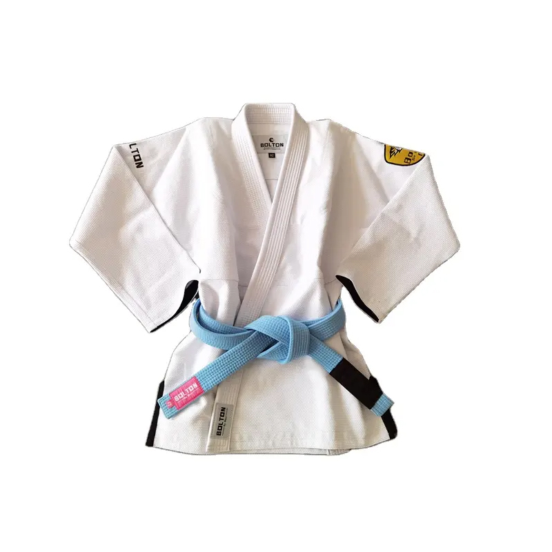 Partihandel BJJ GIS -bälte Anpassad 100% bomullskonstsport Grå vit BJJ -bälte