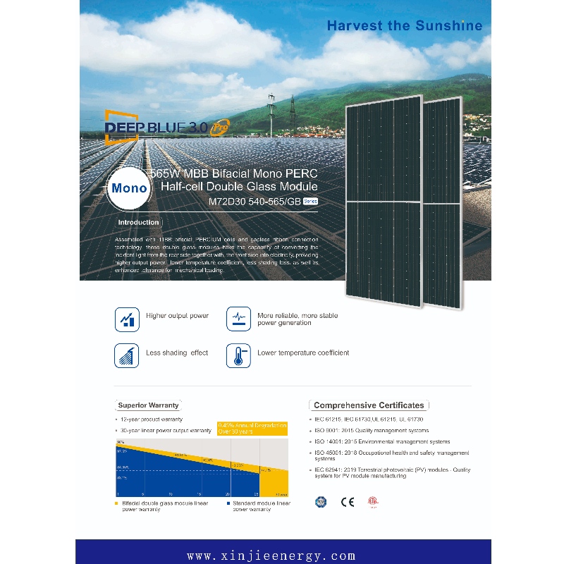 565 W M B B Photovoltaic Solar Energy Panel System Double Side Online Sale