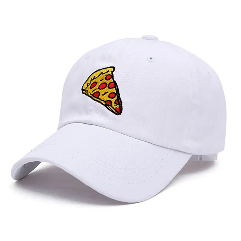 Ny pizza broderi pappa cap trucker bomullshatt för kvinnor män justerbar storlek baseball mössa utomhus sport sol hatt