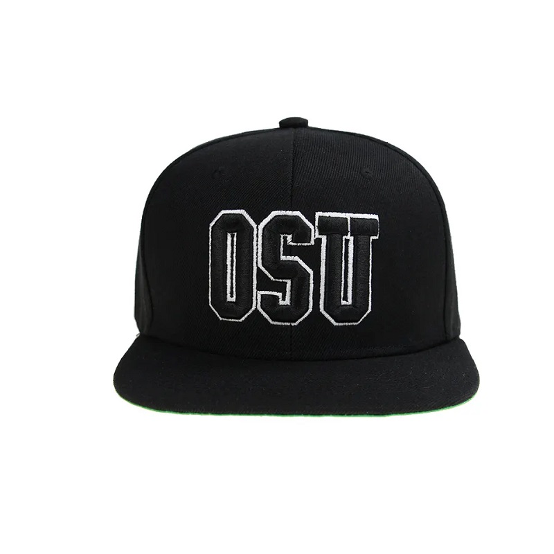 Hip Hip Hop Flat Brim Blank Color Men Snapback Cap och Hat Custom 3D broderi Din egen designlogotyphatt