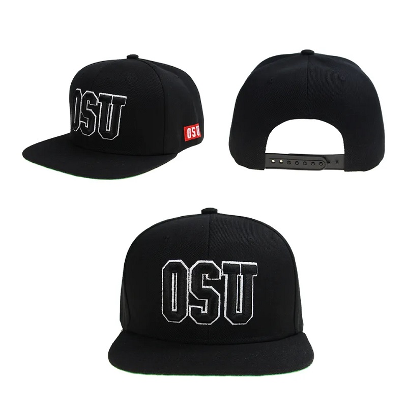 Hip Hip Hop Flat Brim Blank Color Men Snapback Cap och Hat Custom 3D broderi Din egen designlogotyphatt