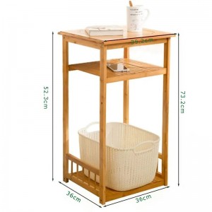 2 Tier Anpassningsbar bambu träförvaring sidoskåpnattstativ slutbord