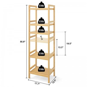 BSCI Custom 6 Tiers justerbar hög bokhylla bokhylla rack arrangör hyllenhet fristående förvaring bambu bokhylla