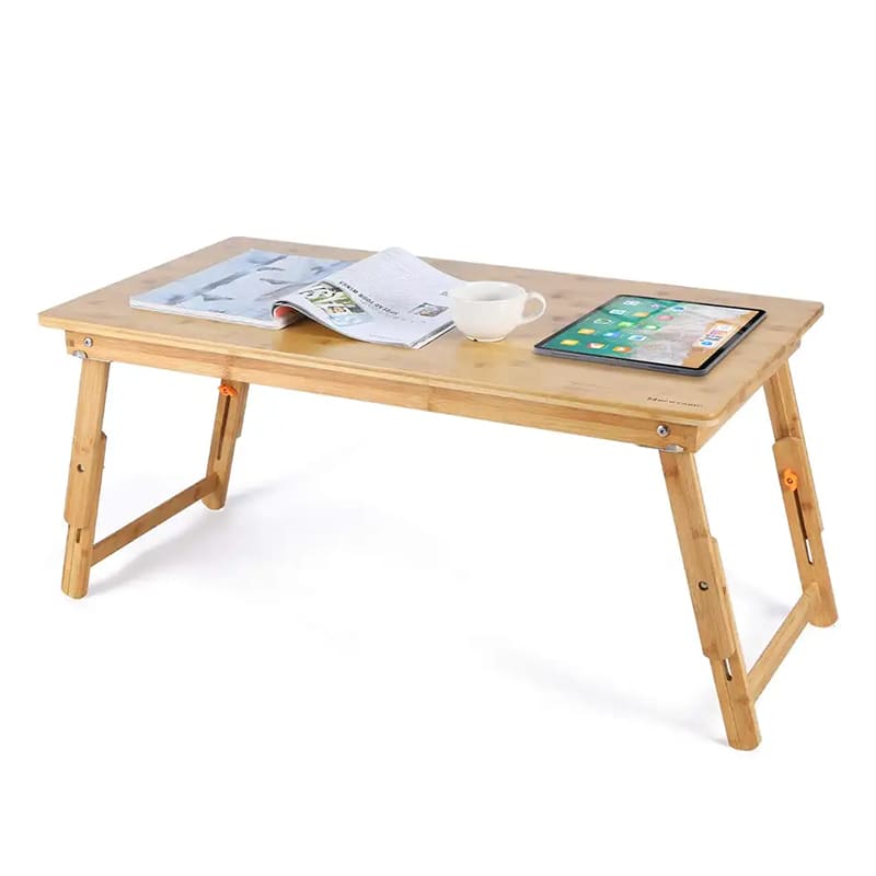 Bambuändbord stor storlek golv skrivbord bordsbricka för frukost servering bricka med fällbara ben justerbart lågt soffbord