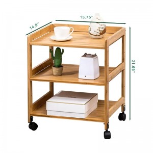 Multi Purpose Hushåll MOBIL HOLP CART TRE LAGER BAMBUS ROLLING BEDSHIDBORD