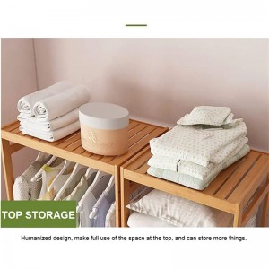 Tre lager förvaringsställ med solid ejektorhängare klädskärm Bambuställ