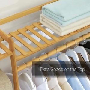 Trapezoidal Independent Clothing Rack Bamboo Garderob Clothes Organizer