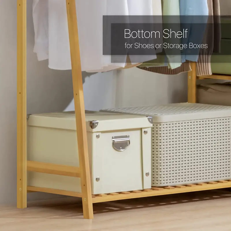 Trapezoidal Independent Clothing Rack Bamboo Garderob Clothes Organizer