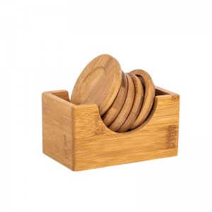 Högkvalitativ anpassad logotyp Bambu Coaster Set