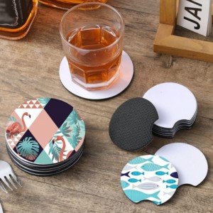 Hot Sale Natural Rubber Car Coaster Blank White för SubliMation Cup Coaster