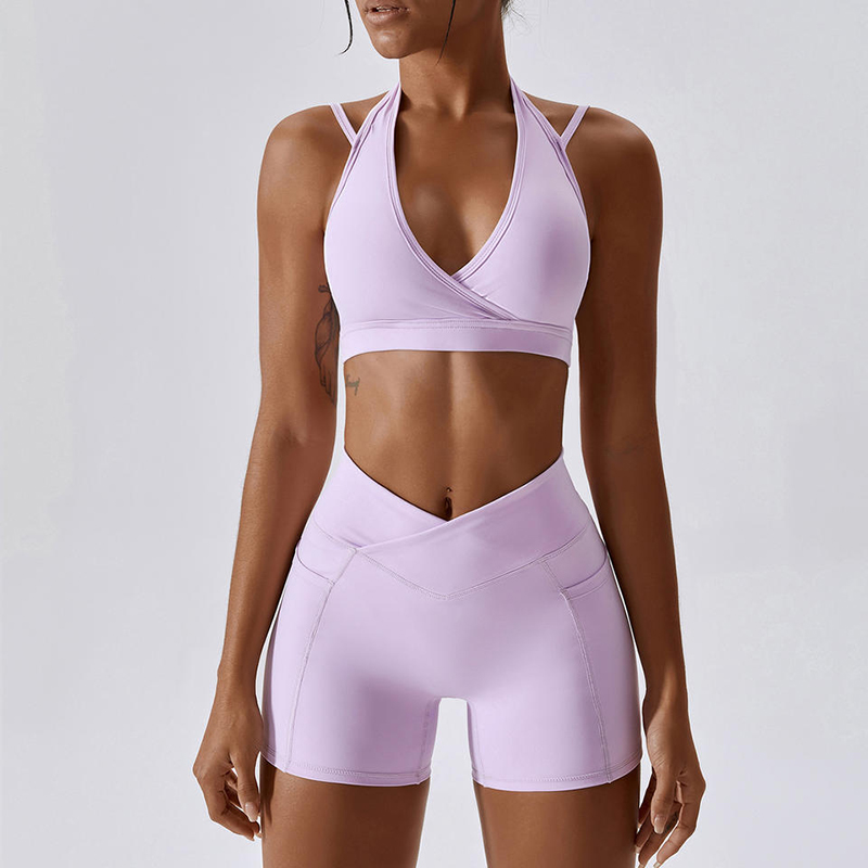 SC9283 Partihandel Fitness Yoga Active Wear Set Women Gym Solid Sport BH and Shorts Yoga Shorts Set