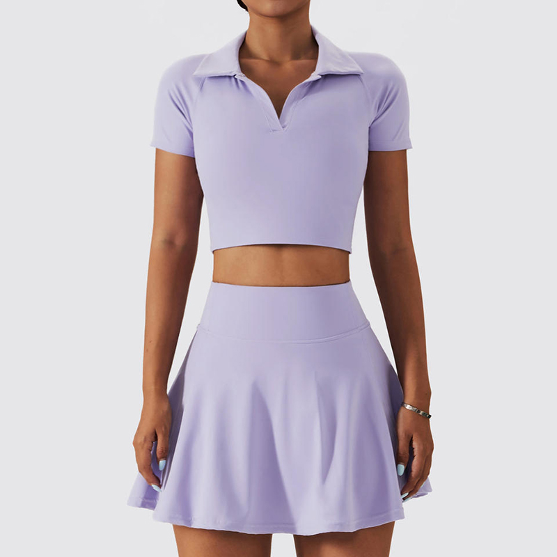 SC1055 CROP TOP POLO -skjortor och tenniskjol Set yoga conunto Yoga Set Fitness Woman 2024