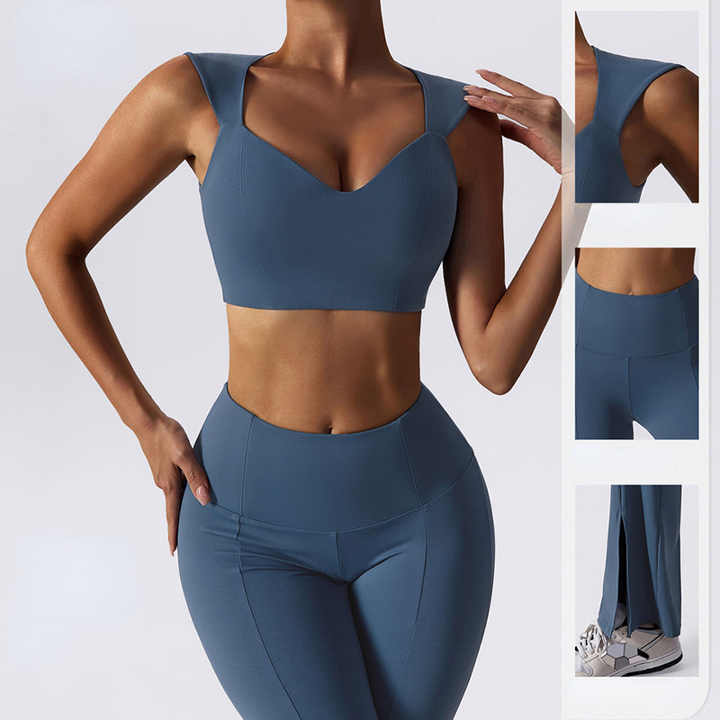 Solid Yoga Set Mujer Flare Leggings och BH Set Fitness Workout Yoga Set Women Yoga Suit 2 Pieces Gym Wear