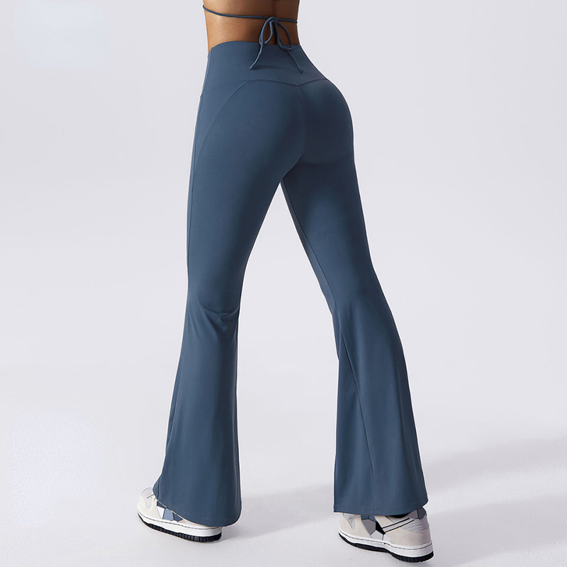 SC1098 Anpassad logotyp andningsbara yoga byxor höga midja tights leggings för kvinnor mage kontroll flare leggings