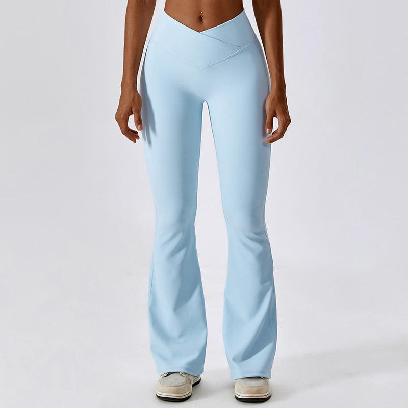 SC10102 Anpassad logotyp sömlösa flare leggings för kvinna rumpa lyftar leggings sport flared yoga byxor