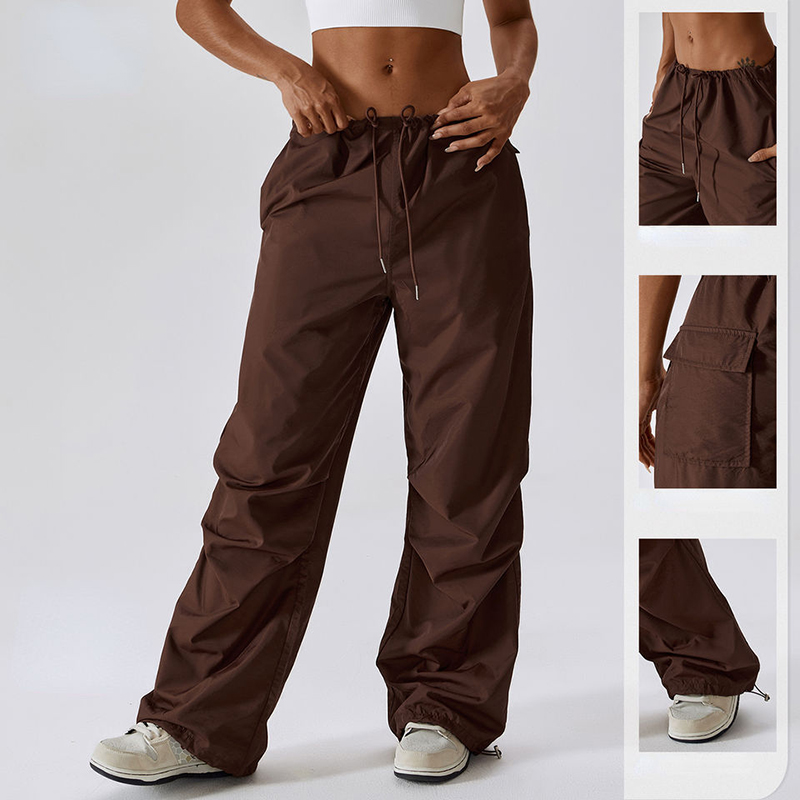 SC10113 Wide-Ben Casual Pants Women's American Style DrawString raka overaller baggy byxor