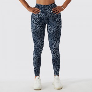 SC10112 Sömlös Leopardtryck Hög midja Fitness Legging Femme Ribbed Scrunch Bum Leggings Yoga Pants