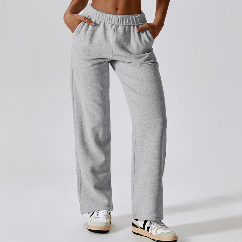 SC10128 OEM Custom Design Logo Solid Color DrawString Baggy Sweat Pants Joggers Straight Leg Trousers Pants Fleece Sweatpants