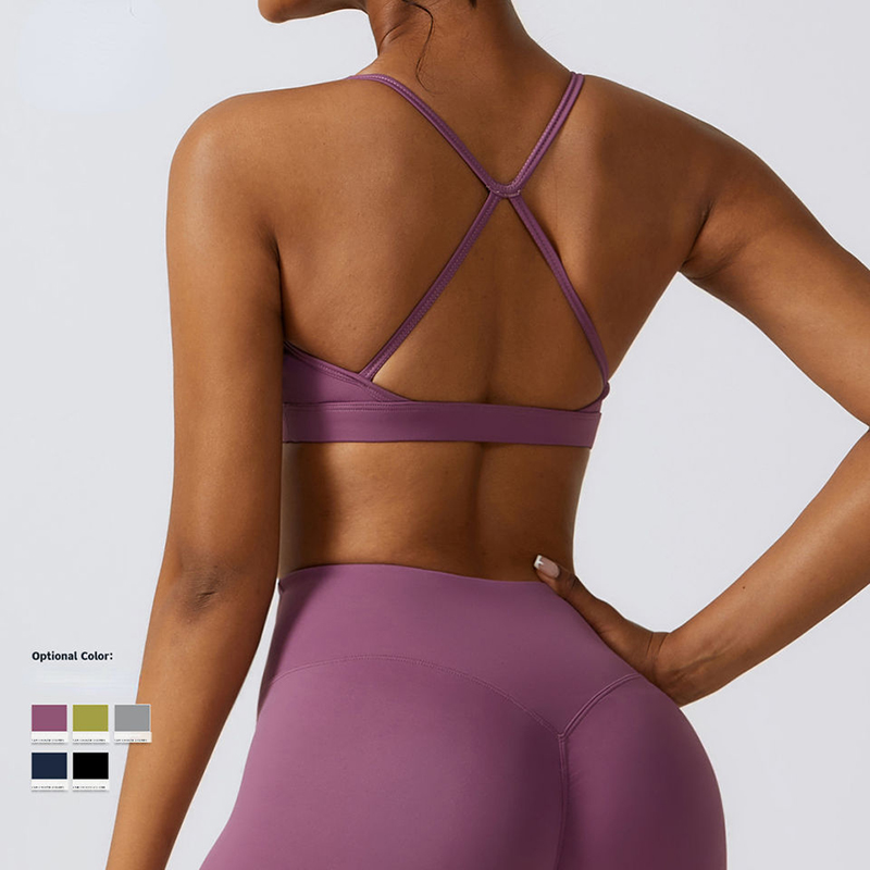 SC10168 Mjuk supportkomprimering Yoga Sexig sportbh Cross Back Yoga Sports BH Högpåverkan Padded