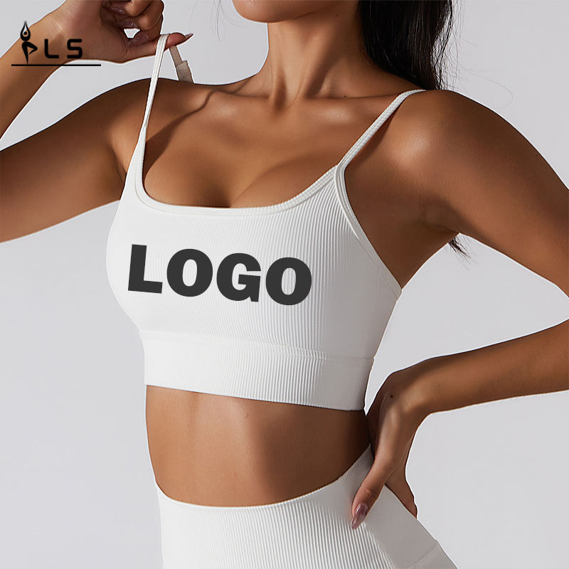 SC10174 Vit Sports BH Active Wear Private Label Gym Yoga Bras Sexig Strappy Custom Sports BH för kvinnor