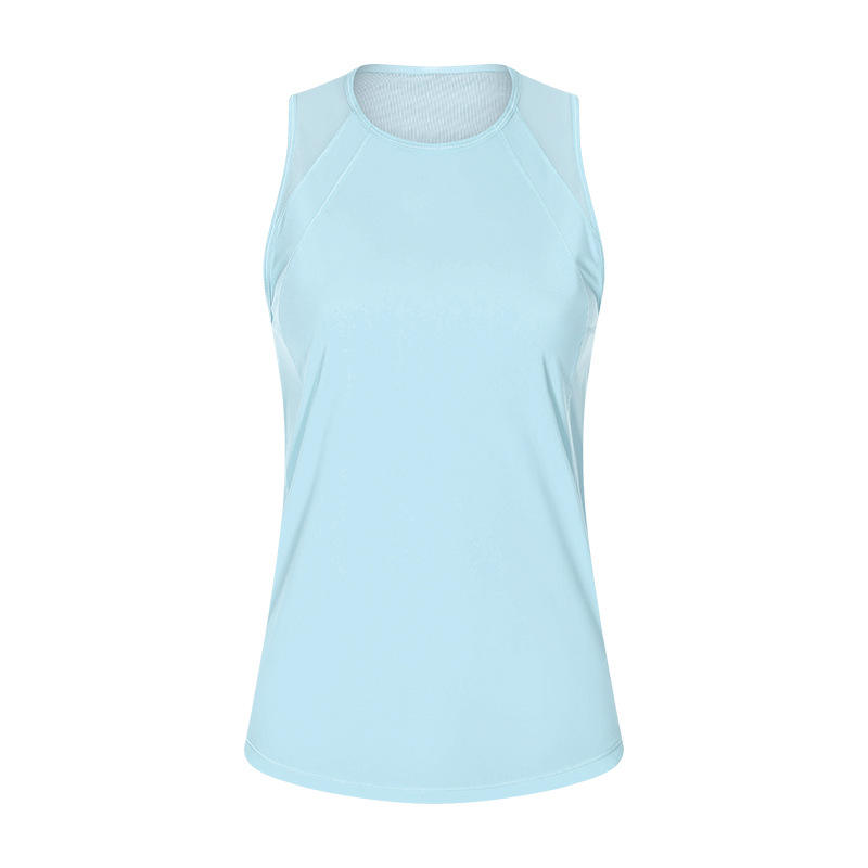 SC10244 Spring Fashion Loose Blue Yoga Vest Tank Tops Hollow Workout Tops Yoga Women's Tank Top