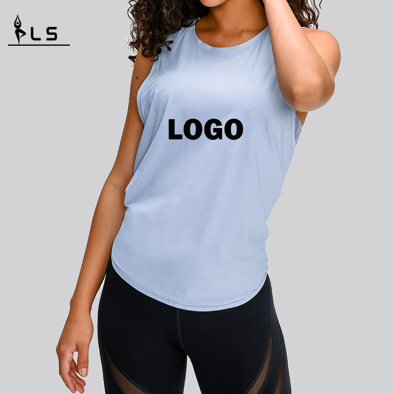 SC10258 toppar snabb torrmonterad tank topp gym sport yoga vår mode lös blus yoga väst tank toppar