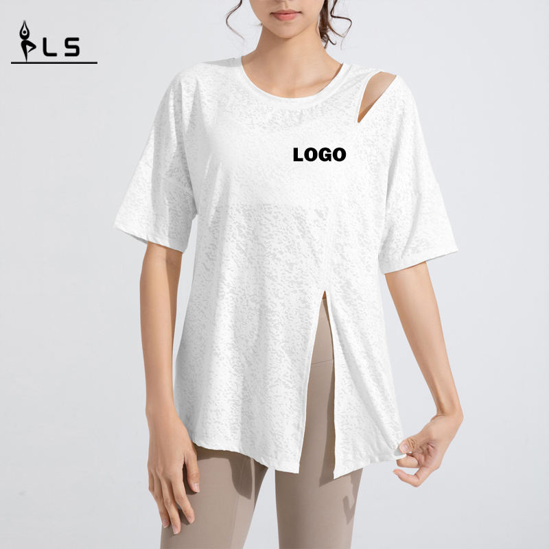 SC10262 T-shirt Löst Casual Fitness Yoga Kort ärm Top Yoga T-skjortor Fitness Running Round-Neck T-shirts