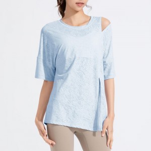 SC10262 T-shirt Löst Casual Fitness Yoga Kort ärm Top Yoga T-skjortor Fitness Running Round-Neck T-shirts