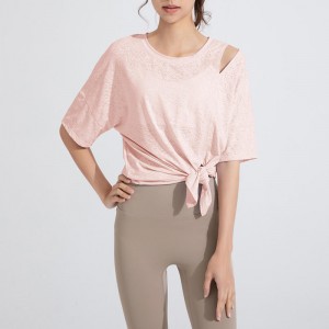 SC10262 T-shirt Löst Casual Fitness Yoga Kort ärm Top Yoga T-skjortor Fitness Running Round-Neck T-shirts