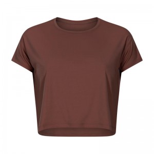 SC102610 Lös skjorta för yogashorts Gym Yoga Activewear Kort ärm T -skjorta Crop Top Sale andas snabbt torkande fritidsyoga