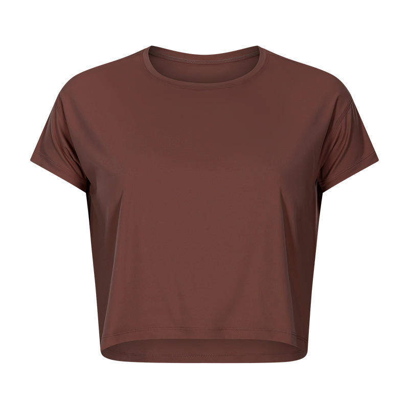 SC102610 Lös skjorta för yogashorts Gym Yoga Activewear Kort ärm T -skjorta Crop Top Sale andas snabbt torkande fritidsyoga