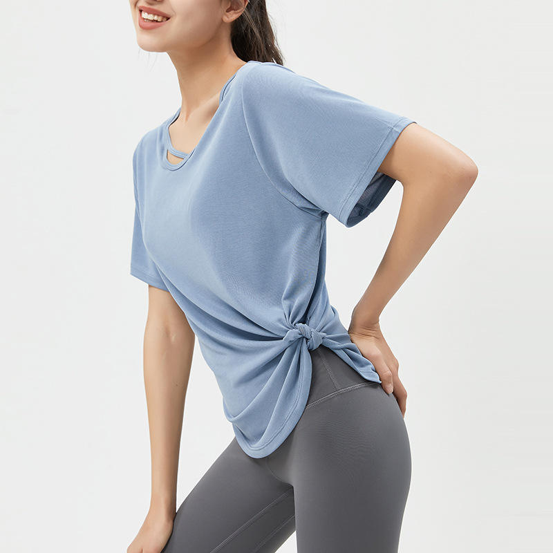 SC10264 YOGA T-skjortor Fitness Running Runda-Neck T-shirts Lossa Casual Fitness Yoga Kort ärm