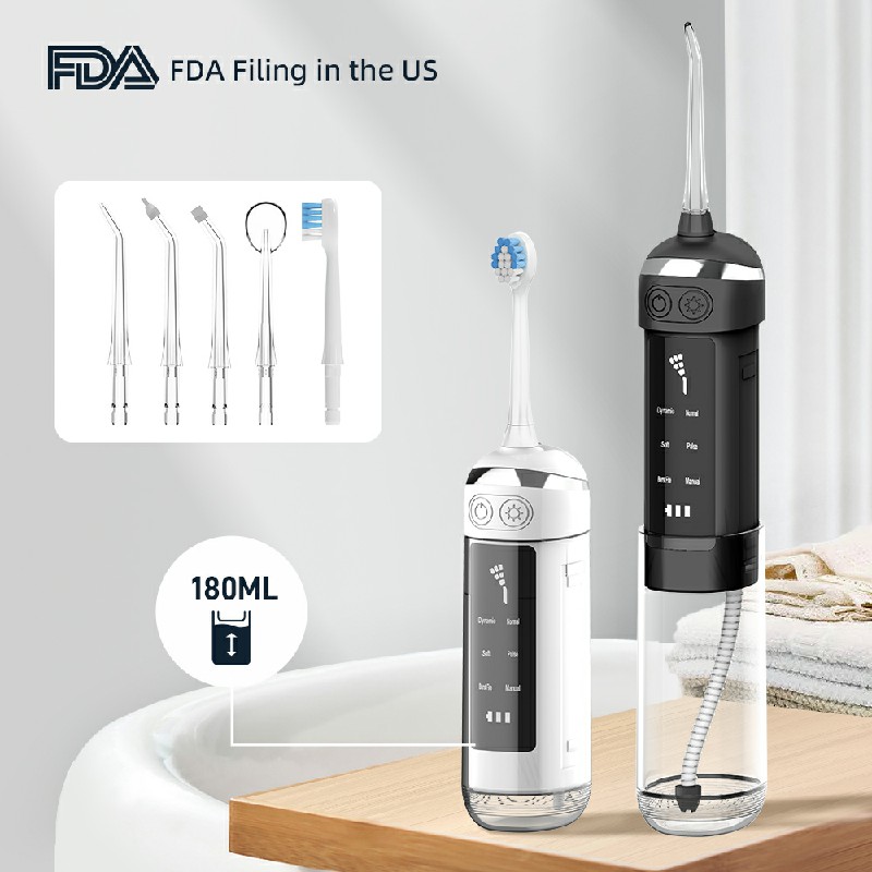 Oral Irrigator Portable Dental Water Flossser IPX7 Vattentät laddningsbar 6 Mod Tandrengörare 180 ml Dental Water Jet