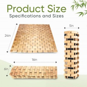 Naturlig bambusbadmatta, halkfri bambu duschmatta, vattentät vikbar träbadmatta för badkar