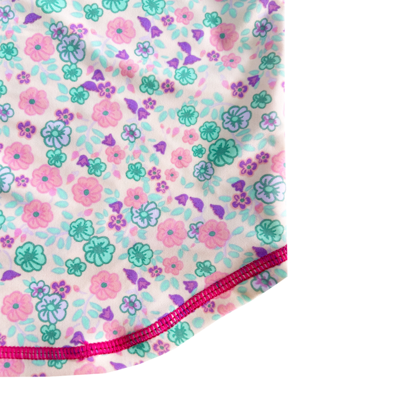Blommig design färg kontrast fast färg baby baddräkt topp