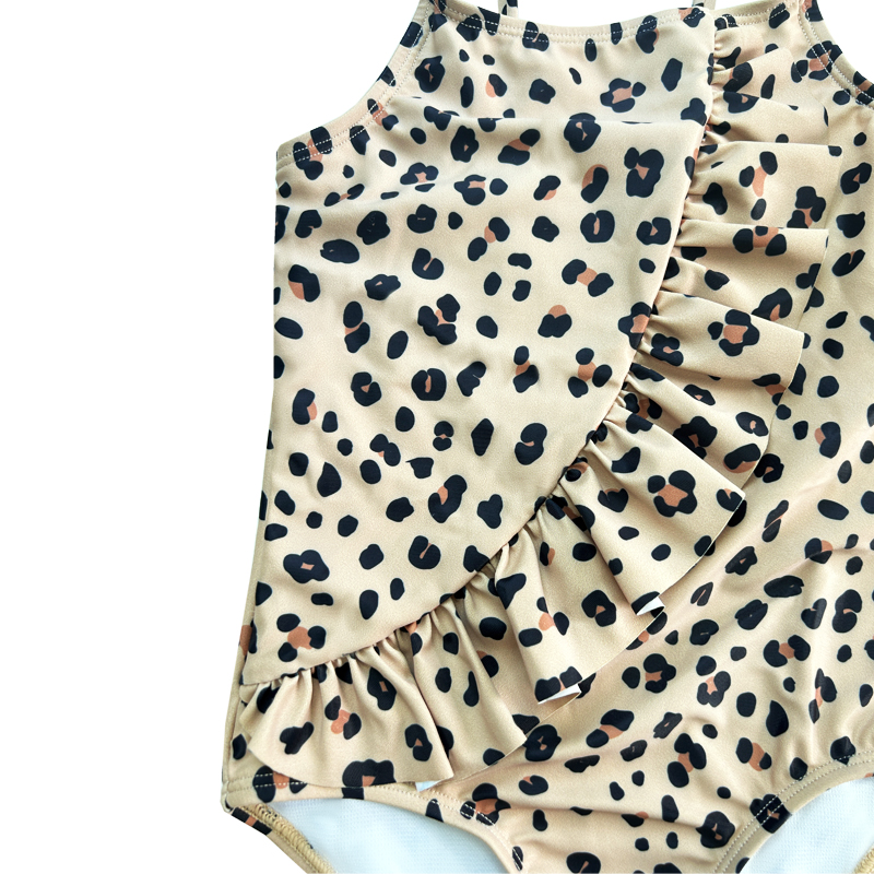 Halter i ett stycke Flouncy Leopard Print