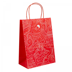Stor storlek grossistpris Brown Kraft Paper Bag med anpassad tryckt logotyp Shopping Papperspåse