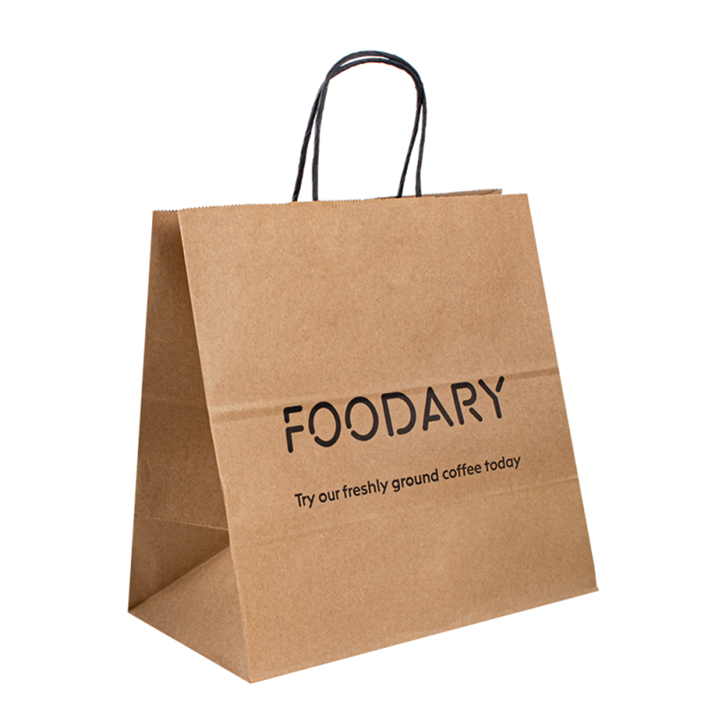 Homepackaging&tryckpappningspapperspapperspåsar miljövänliga återvunna svartvit brun mat takeaway förpackning hantverk papperspåse butik present shopping kraft papper väska med handtag