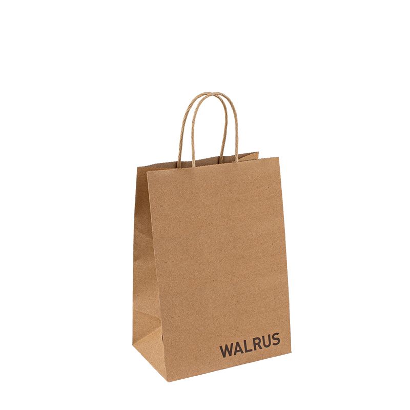 Återvinningsbar Kraft Paper Bag med egen logotyp Anpassad shopping papperspåse för mat med handtag ta bort väska