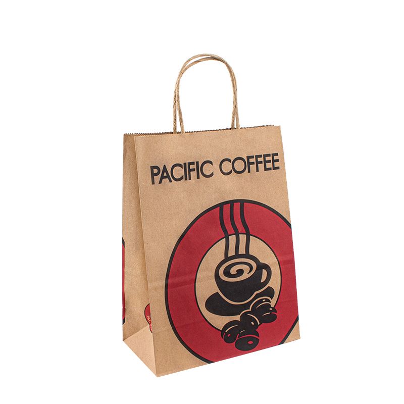 Återvinningsbar Kraft Paper Bag med egen logotyp Anpassad shopping papperspåse för mat med handtag ta bort väska