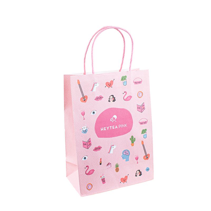 Miljövänlig återvunnen svart vit mat takeaway förpackning hantverk papperspåse butik gåva shopping brun kraft papper väska med handtag