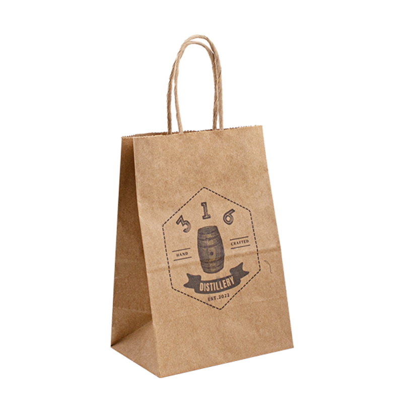 mat takeaway logo shopping anpassade papperspåsar kraft med handtag