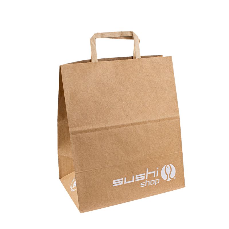 Bruna papperspåsar med handtag takeaway papperspåsar stora bolsas reklampartis